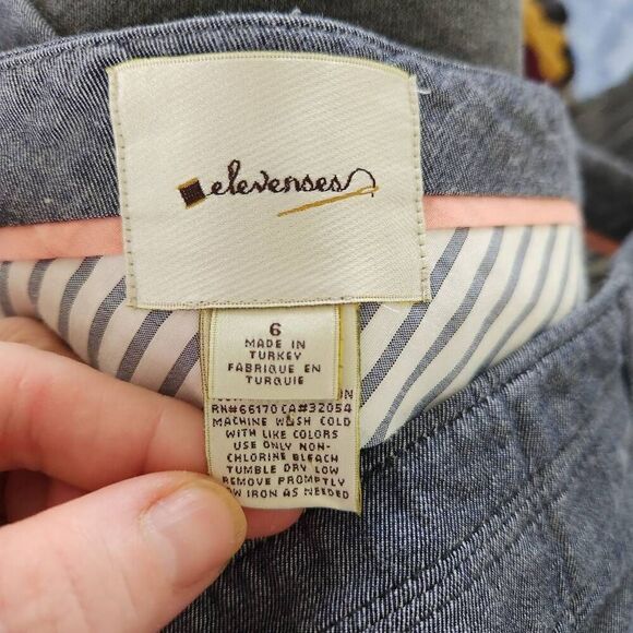 Elevenses Womens Gray Cotton Textured Wide Leg Pants Size 6 - Picture 11 of 12